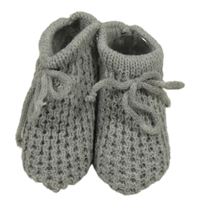 Nové - Šedé pletené capáčky s mašlí vel. 16
