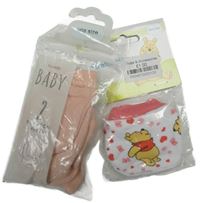 Nové - 3x - 2x broskvové + 1x bílo-červené rukavice s medvídkem Pú