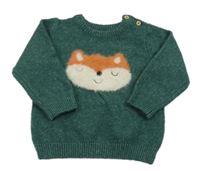 Tmavozelený svetr s liškou Matalan