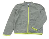 Šedá fleecová propínací mikina s limetkovými lemy Kids