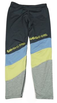 Šedo-modro-žluté sportovní legíny Page one young