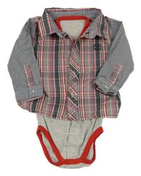 Šedo-červené kostkované košilové body Timberland 