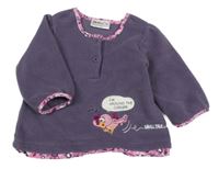 Fialová fleecová mikina s ptáčkem 