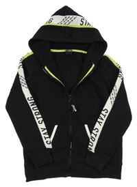 Černá propínací mikina s nápisy a kapucí Chapter Young 