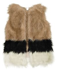 Světlerůžovo-černo-bílá kožešinovo/pletená vesta Primark