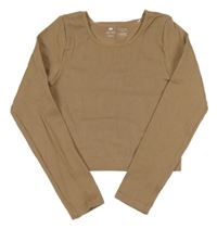 Béžové žebrované crop elastické sportovní triko F&F