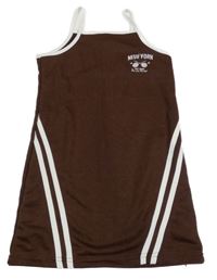 Kávové šaty s proužky Shein