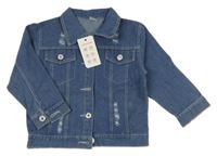 Nové - Modrá riflová bunda s jednorožcem a prošoupáním 