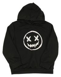 Černá mikina se smajlíkem a kapucí Shein