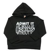 Černá mikina s nápisem a kapucí 