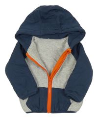 Šedo-tmavomodrá propínací zateplená mikina s kapucí Tu