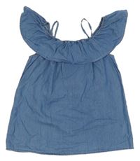 Modrý halenkový top riflového vzhledu Yigga