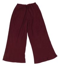 Vínové žebrované culottes kalhoty River Island