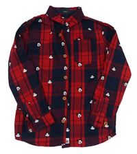 Červeno-tmavomodrá kostkovaná košile s Mickey Disney
