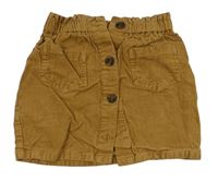 Hnědá paper bag manšestrová propínací sukně Nutmeg