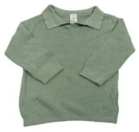 Olivový žebrovaný s límečkem H&M