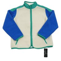 Nové - smetanovo-cobaltově modro-zelená huňatá bunda zn. St. Bernard