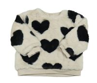 Smetanová chlupatá podšitá mikina se srdíčky Nutmeg