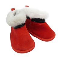 Červené plyšové vánoční válenky s bílou kožešinou - Santa vel. 17