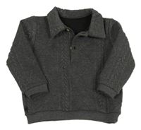 Tmavošedá melírovaná vzorovaná mikina s límečkem George