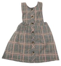 Černo-starorůžová kostkovaná vzorovaná laclová sukně s knoflíky PRIMARK