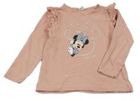 Pudrové mikinotriko s Minnie a volánky Disney