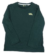 Tmavosmaragdové melírované triko s krokodýlkem Tu