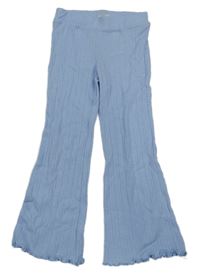Světlemodré žebrované flare kalhoty H&M