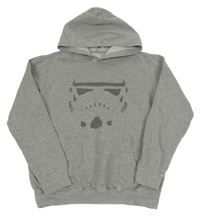 Šedá melírovaná mikina se zvířátkem a kapsou a kapucí