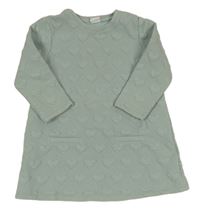 Olivovošedé vzorované teplákové šaty se srdíčky H&M