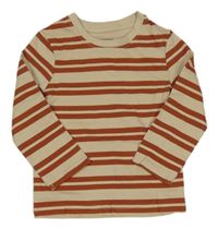 Béžovo-rezavé pruhované triko PRIMARK