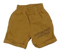 Hnědé teplákové kraťasy s nápisy