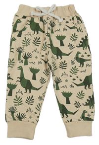 Pudrové tepláky s dinosaury 