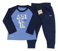 Nové - 2Set - Modro-tmavomodré sportovní triko + tepláky Nike