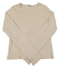 Smetanové žebrované crop triko s motýlkovým průstřihem ZARA