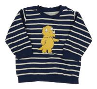 Tmavomodro-bílá pruhovaná mikna s dinosaurem M&S