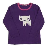 Purpurovo-růžové triko s kočičkou LINDEX