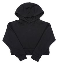 Černá thermo crop mikina s kapucí Adidas