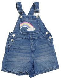 Modré riflové laclové kraťasy s duhou Denim Co.