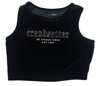 Černý sametový crop top s nápisem George