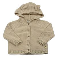 Béžový propínací svetr s kapucí s oušky River Island