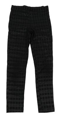 Černo-třpytivé kostkované elastické skinny kalhoty Next
