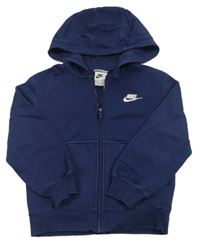 Tmavomodrá propínací mikina s logem a kapucí Nike