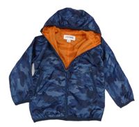 Tmavomodrá army šusťáková jarní bunda s kapucí