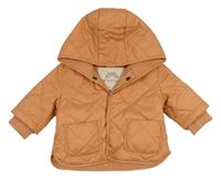 Broskvová prošívaná šusťáková zateplená bunda s kapucí Next