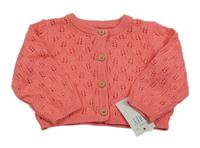 Nové - Lososový perforovaný propínací svetr George