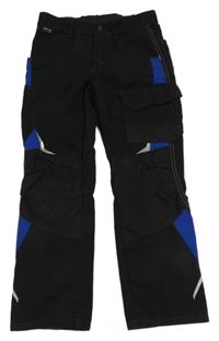 Černo-safírové pracovní cargo kalhoty