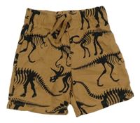 Hnědé teplákové kraťasy s kostrami dinosaurů H&M