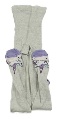 Světlešedé melírované punčocháče s jednorožci Tu