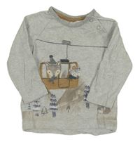 Šedo-bílé pruhované triko s lanovkou s liškami George